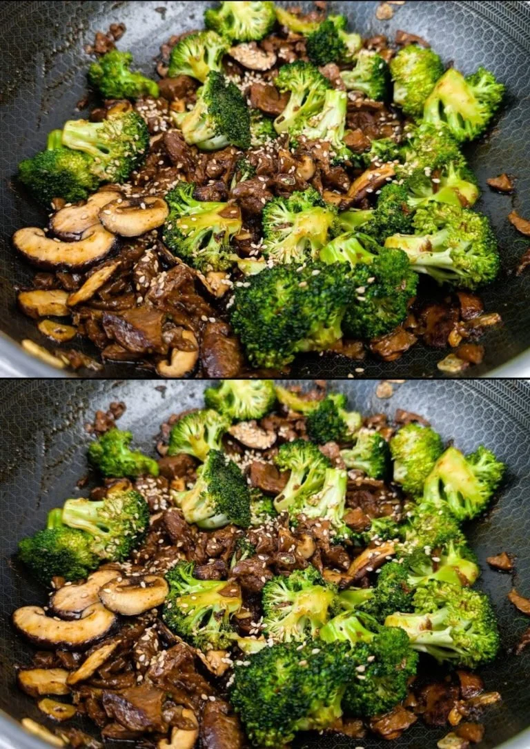 Aziatische roerbakschotel met broccoli, champignons en vegan eiwit