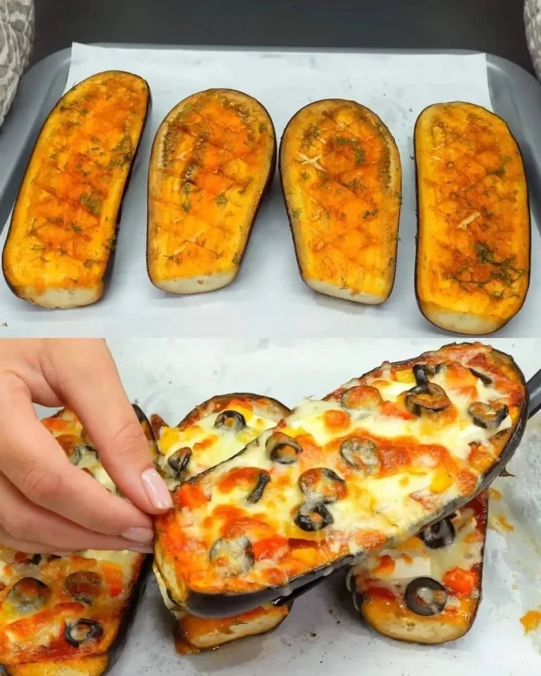 Gevulde aubergines met tomatensaus en kaas uit de oven