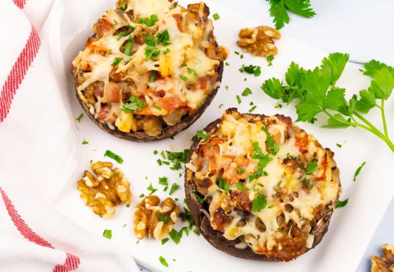Gevulde portobello met geitenkaas en verse kruiden, een smakelijk recept