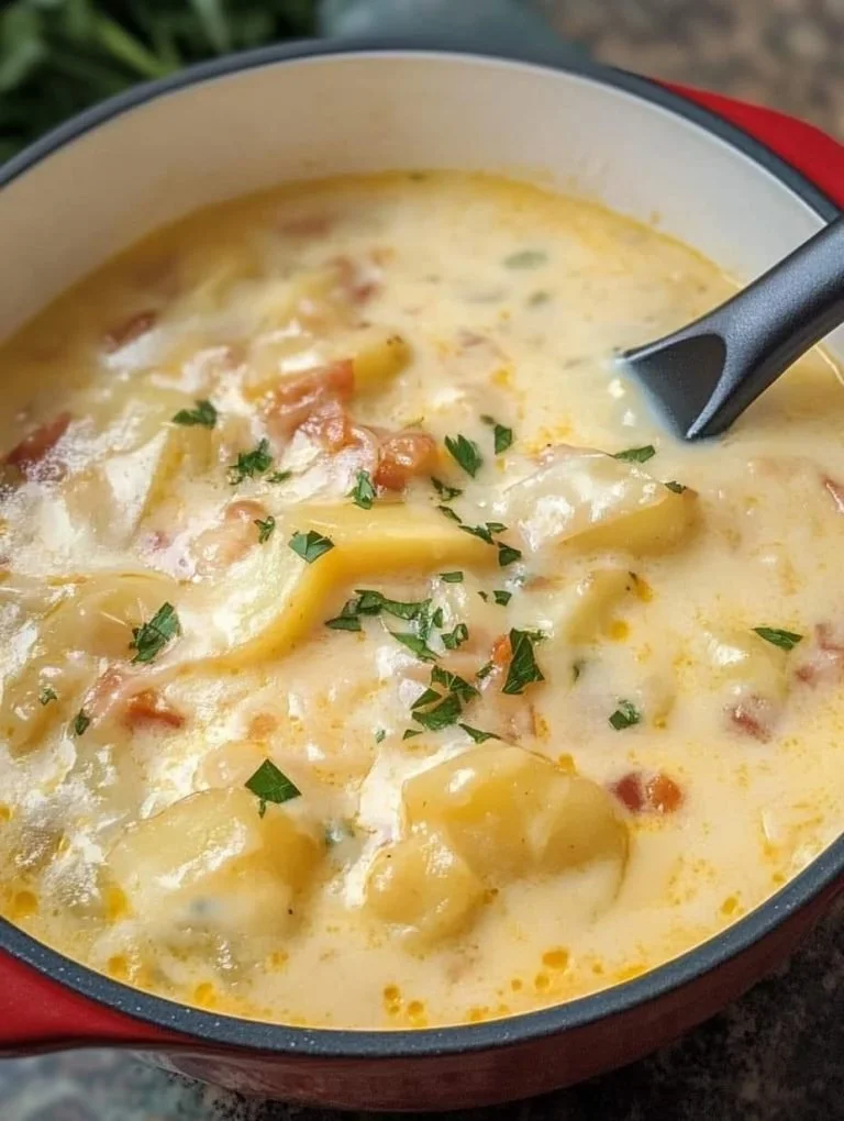 Heerlijke aardappel-baconsoep in een kom met verse toppings