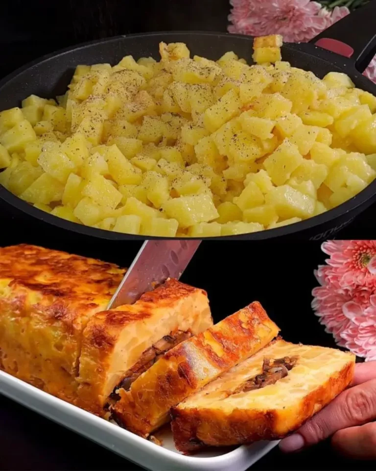 Aardappel en champignon ovenschotel met romige komkommersaus