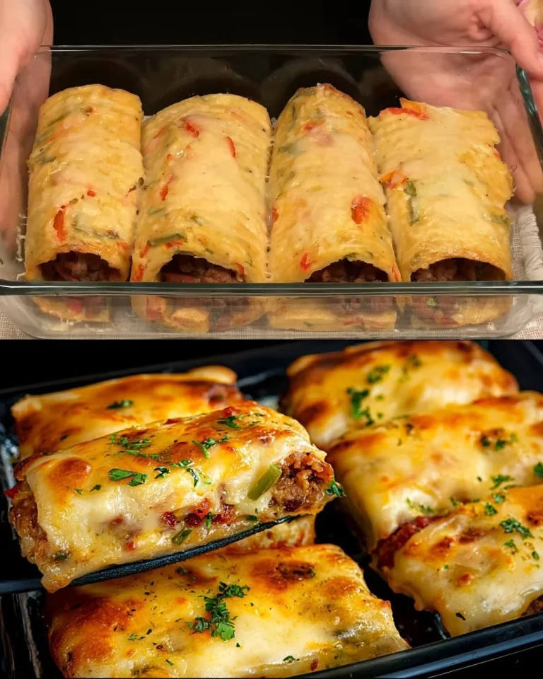 Aardappel- en gehaktrollen geserveerd met champignon-tomaat salade