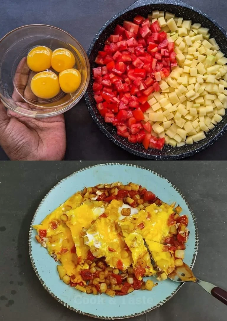Aardappelen en Tomaten Omelet, een smakelijk en eenvoudig recept