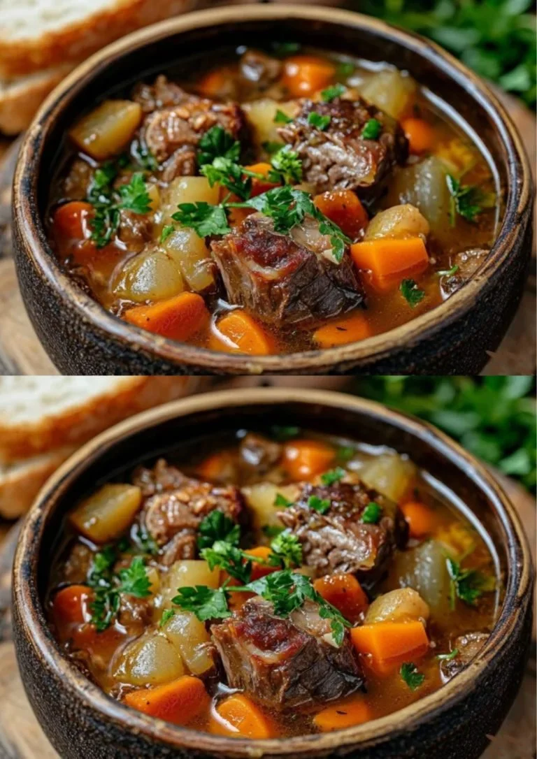 Authentieke Oxtail Soep met groenten en kruiden