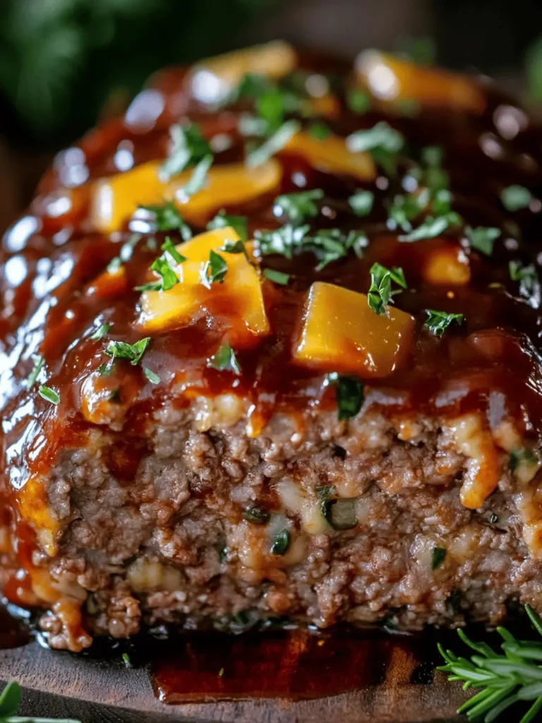 BBQ Cheddar Gehaktbrood met gesmolten cheddar kaas en kruiden