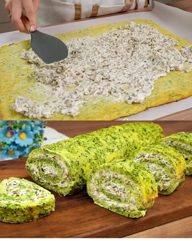 Broccoli Ricotta Rol met champignons, een gezonde en smakelijke snack.