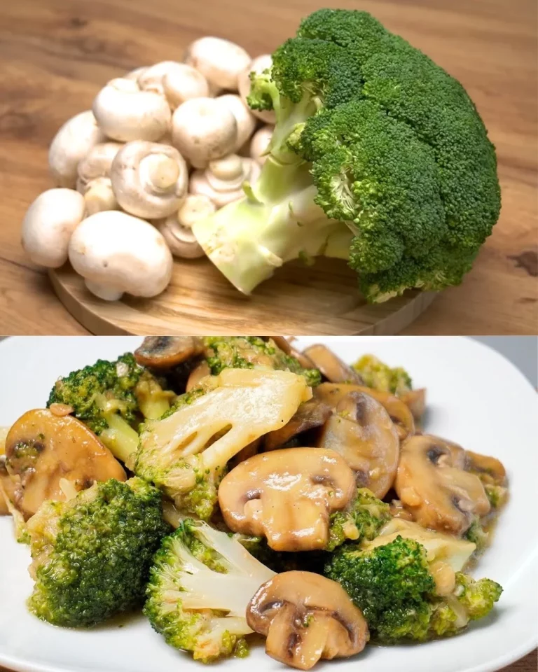 Broccoli champignons in knoflook-sojasaus met kruidige toast.