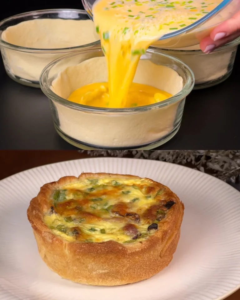 Champignon tart met bacon en kaas in bladerdeeg, een smakelijk gerecht