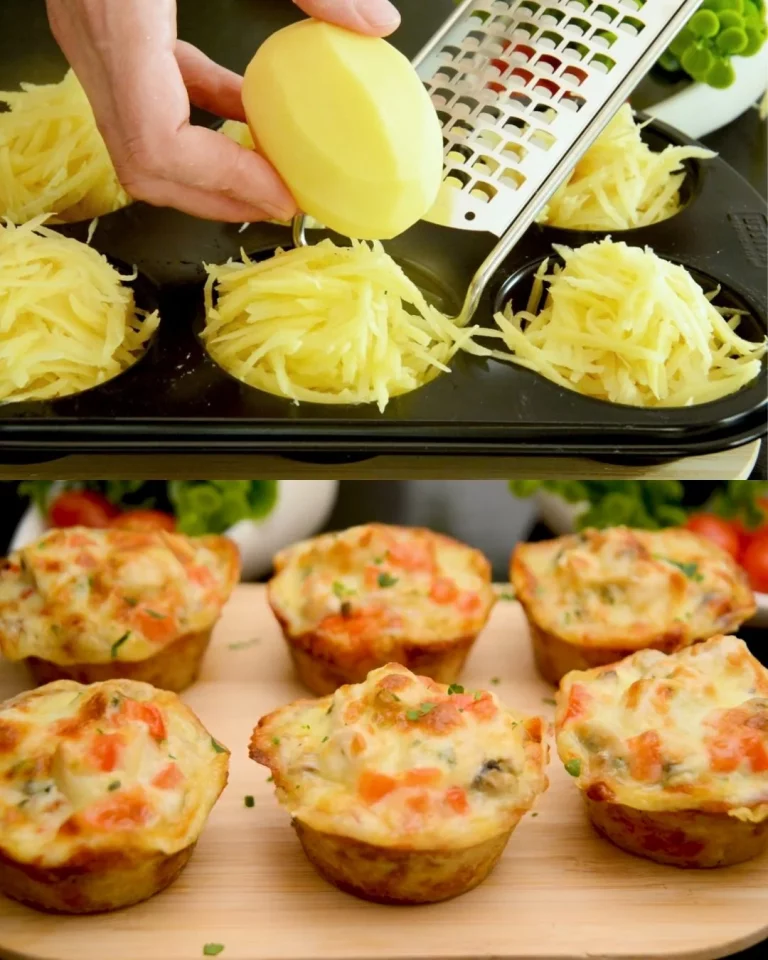 Champignon muffins met kip en aardappel, een smakelijk en hartig bakrecept.