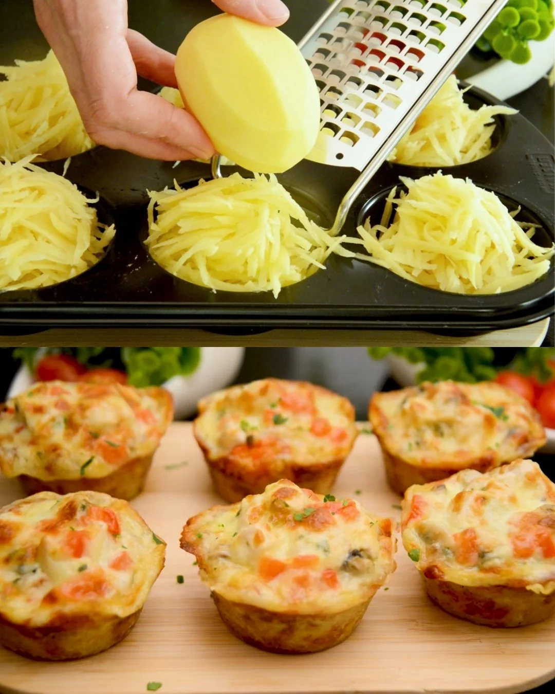 Champignon muffins met kip en aardappel, een smakelijk en hartig bakrecept.