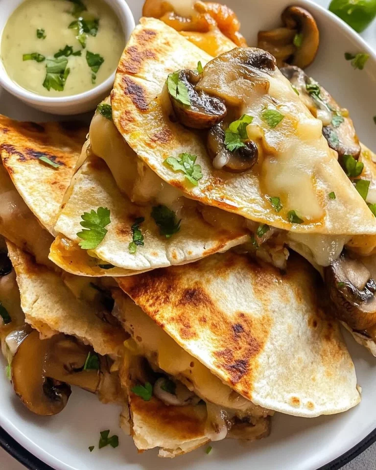 Heerlijke champignon quesadilla's met kaas en verse ingrediënten.