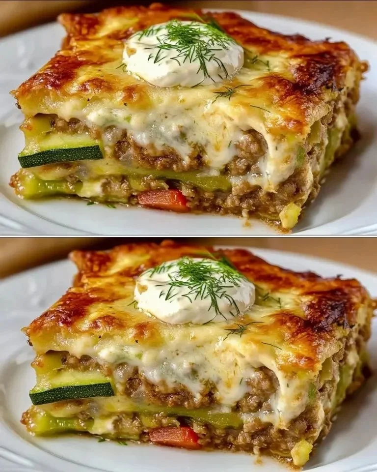 Heerlijke courgettegratin met een goudbruine bovenlaag en verse ingrediënten