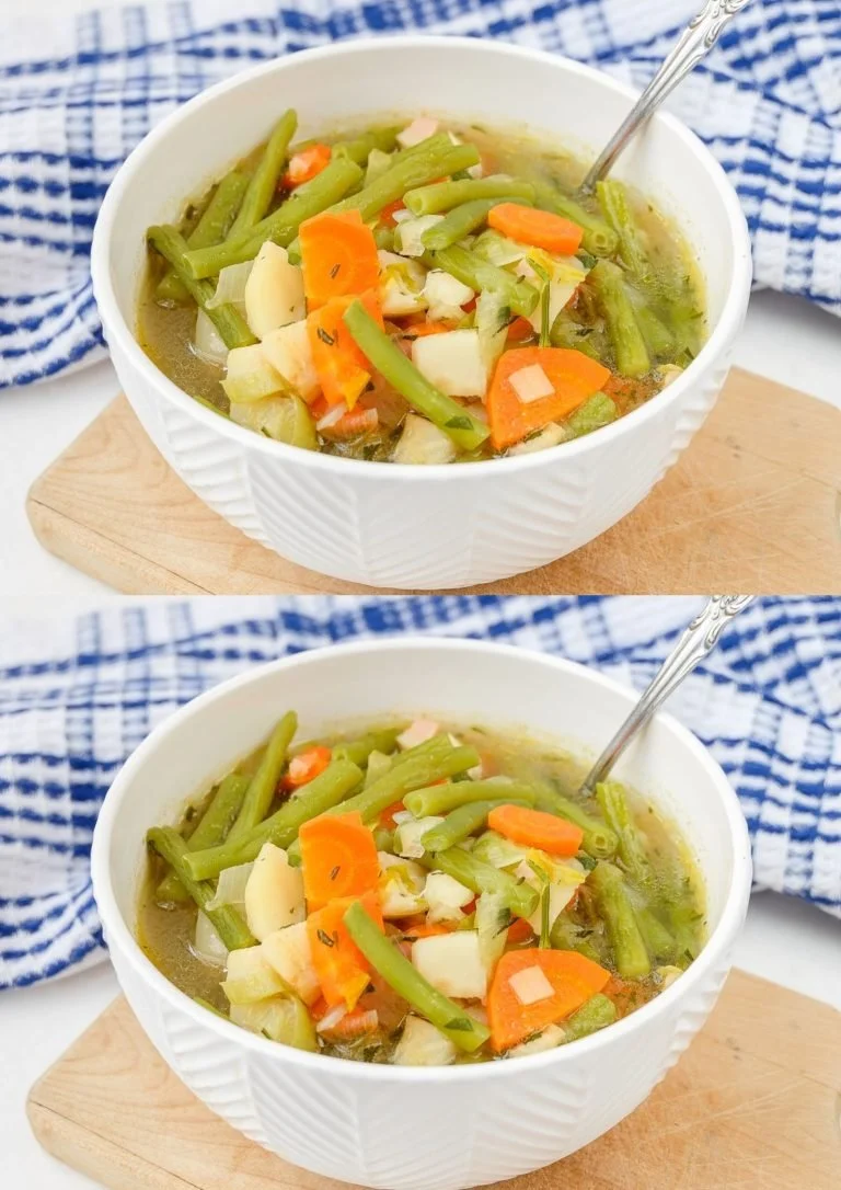 Heerlijke Duitse groene bonensoep met verse ingrediënten
