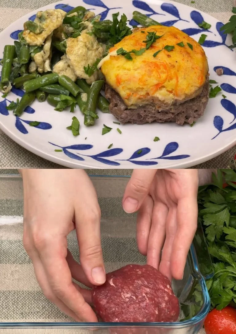 Heerlijke Dutch Oven gerechten met gehakt en aardappelen klaar voor serveren.