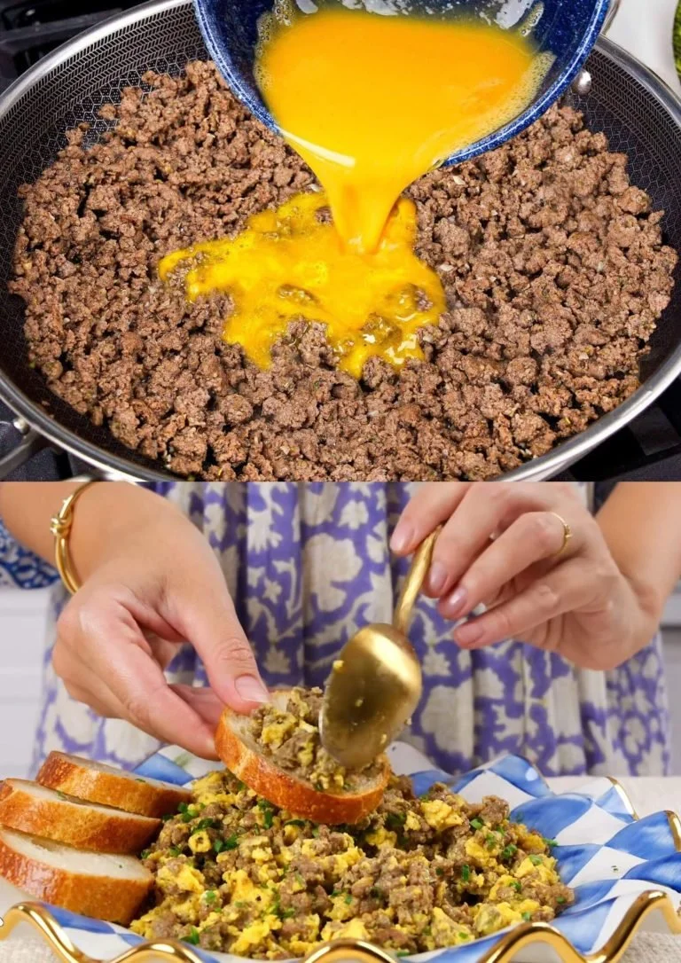 Eenvoudige gehakt eiermix gerecht, ideaal voor lunch of diner