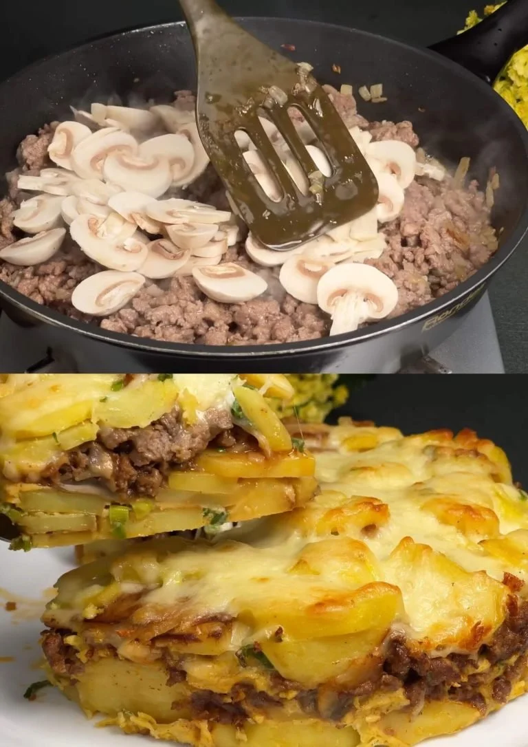 Gelaagd aardappel en vleesgerecht vol smaak en variatie
