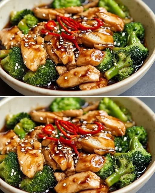 Kip broccoli roerbakgerecht met groene groenten en specerijmix