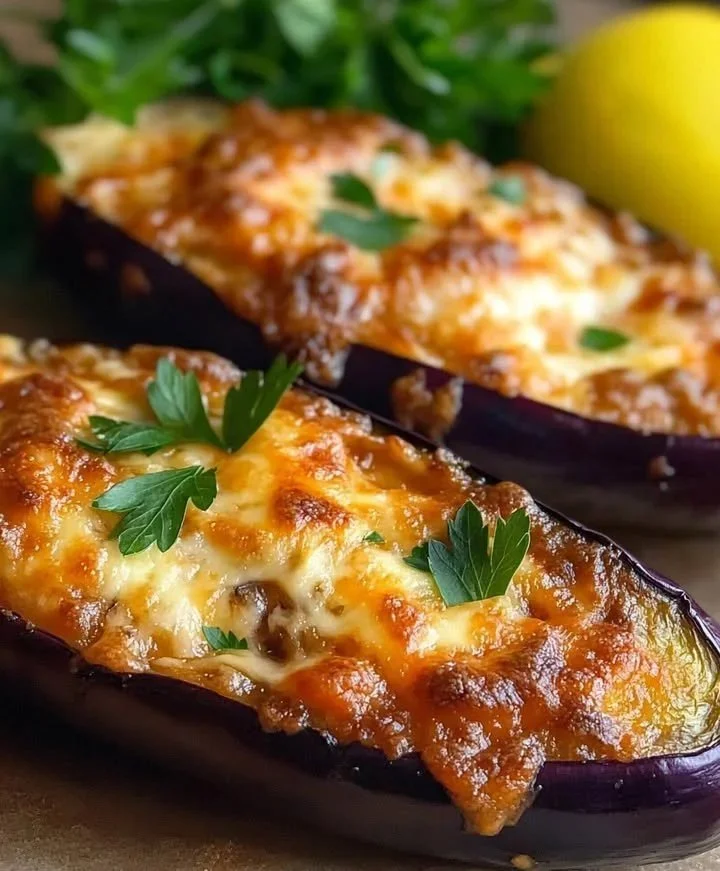 Gevulde aubergines met kruiden en groenten, een smakelijk en gezond gerecht.