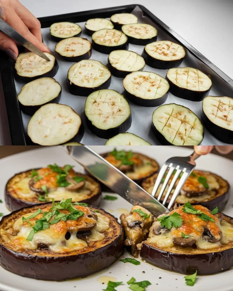 Gevulde aubergines met diverse ingrediënten uit de oven