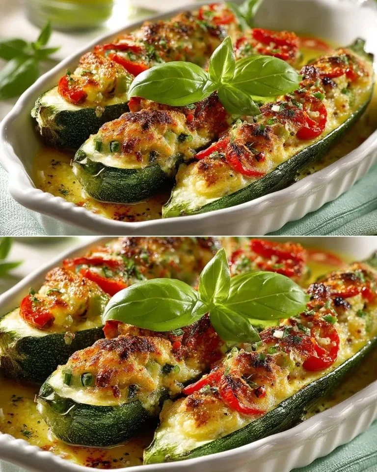Heerlijke gevulde courgette met groenten en kruiden, perfect voor elk diner.