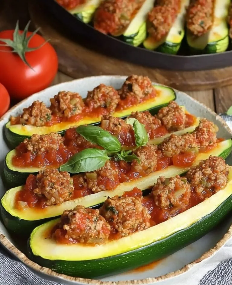 Heerlijke gevulde courgette met gehakt en Neapolitaanse saus