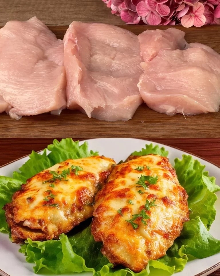 Gevulde kippenborst met romige champignon- en eivulling op een bord
