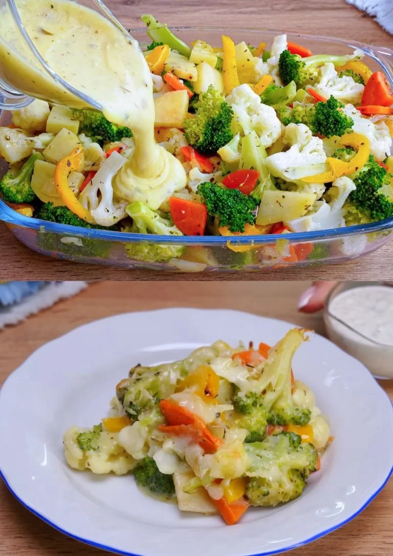 Gevulde groenten met romige saus op een bord