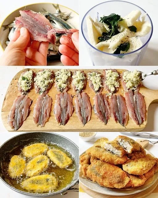 Gevulde sardines met Mediterraanse kruiden op een bord