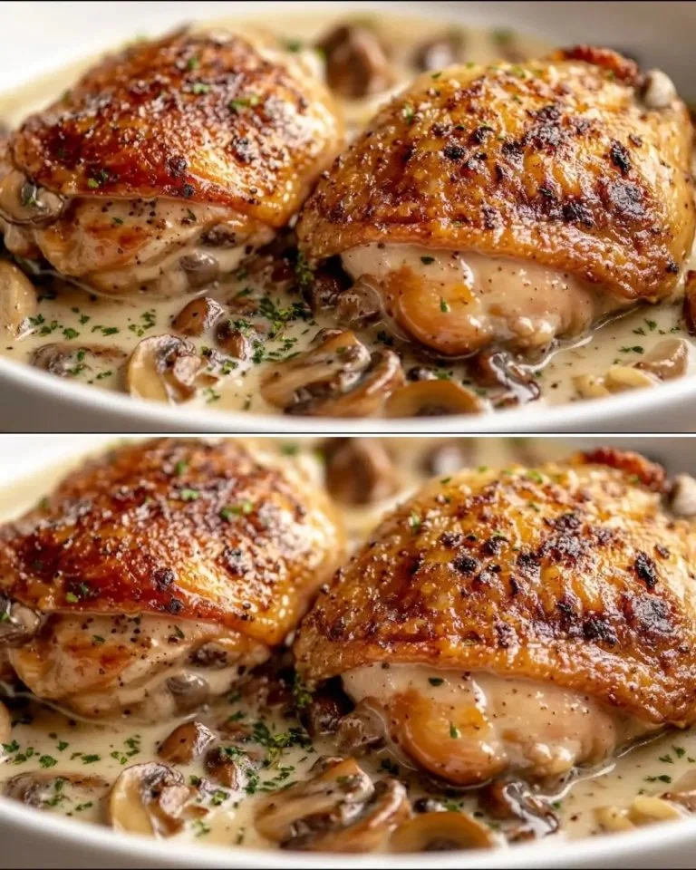 Gouden Kippendij in romige champignonknoflooksaus met paprika rijst