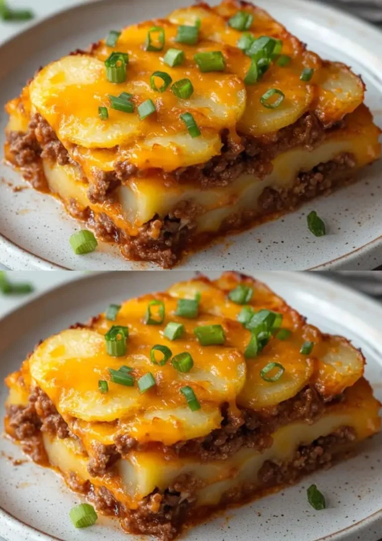Heerlijke hamburger aardappel ovenschotel uit de oven, perfect voor elke maaltijd.