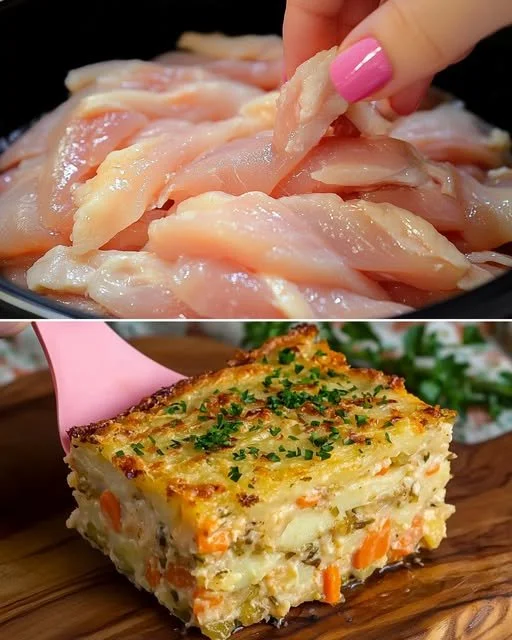 Hartige Kip en Groente Casserole met een gouden kaaskorst