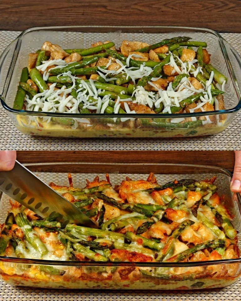 Hartige Kippen- en Asperge-Casserole met Oesterzwammen en Mozzarella