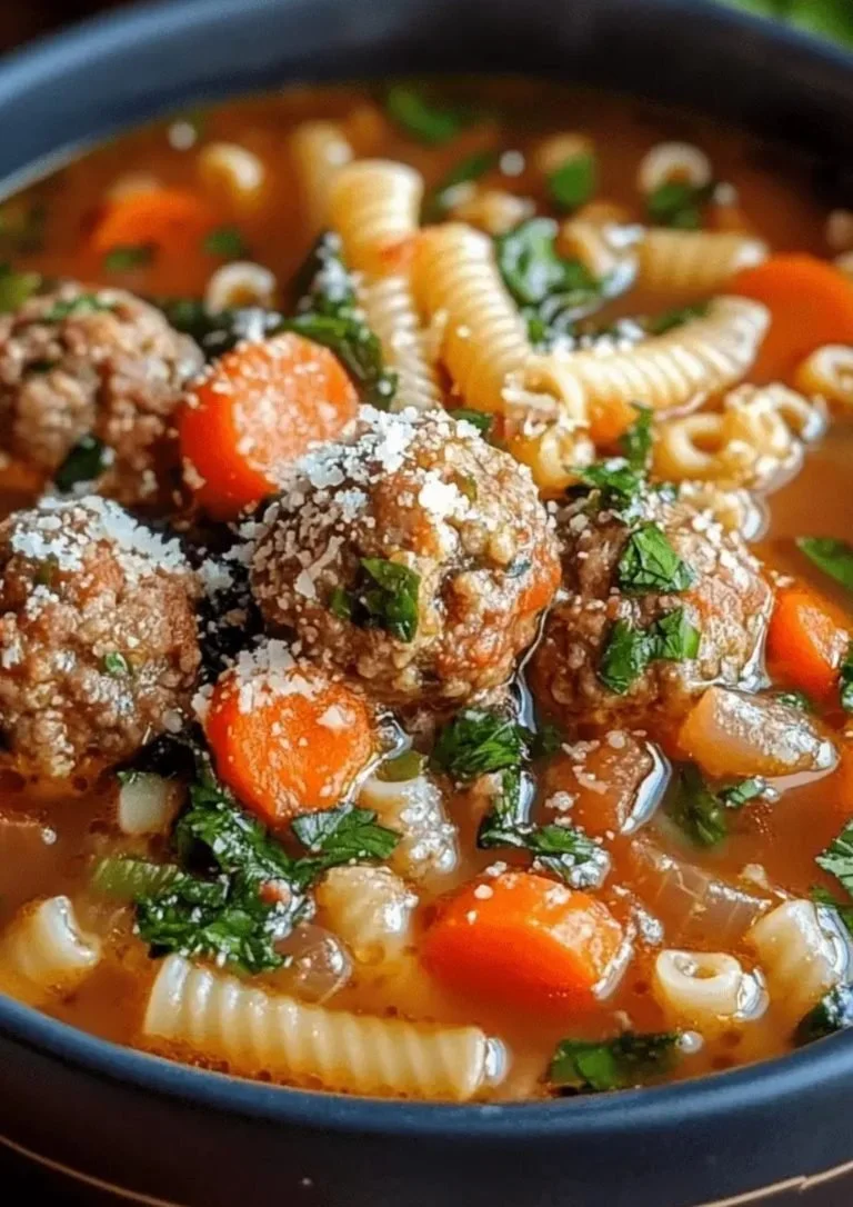 Heerlijke Italiaanse gehaktbalsoep met verse ingrediënten