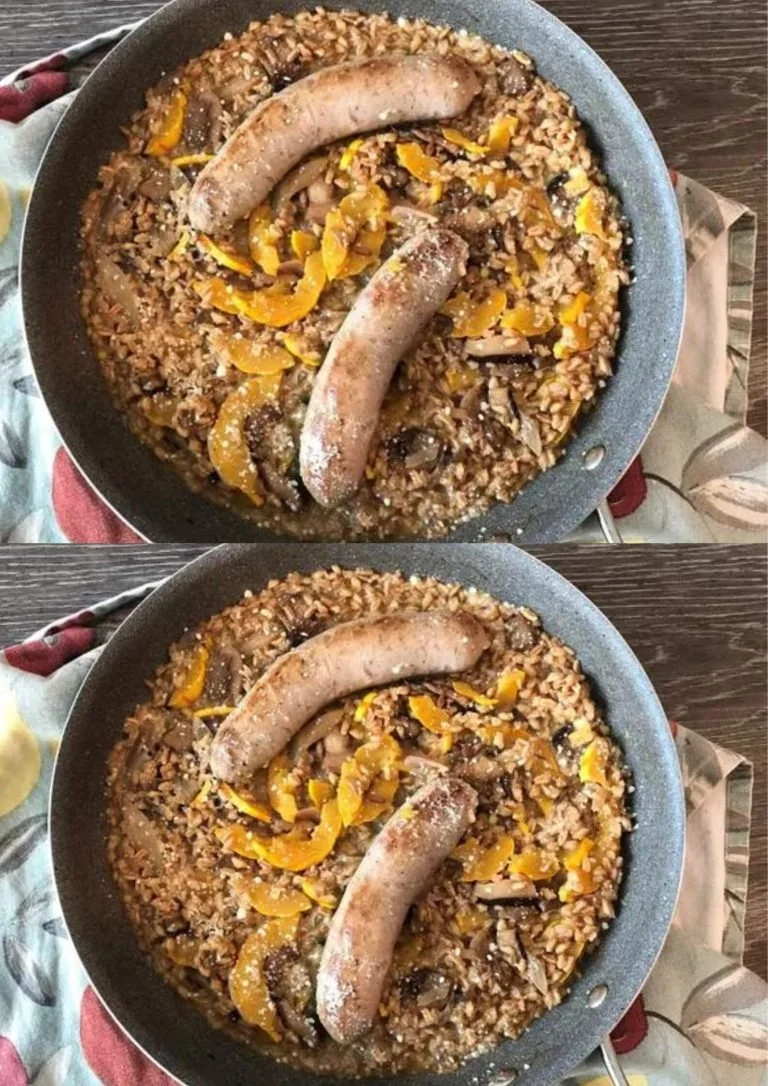 Italiaanse worst en delicata pompoen pannetje op een bord