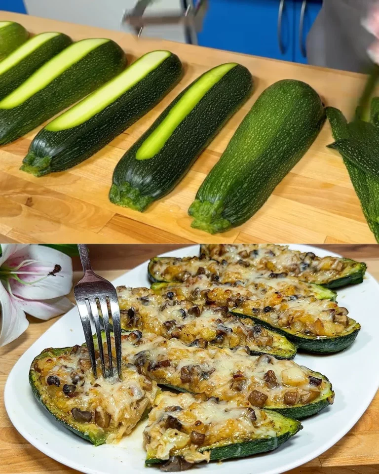 Kaasgevulde courgettes met ananas en champignons, een gezond en smakelijk gerecht