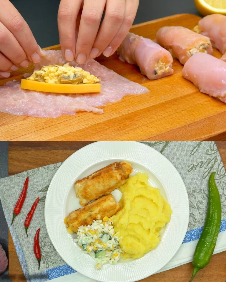 Kip en champignon ovenschotel in een braadslee, vers uit de oven.