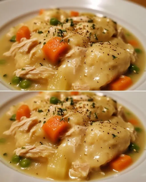 Heerlijke Kip en Dumplings Soep in een kom.