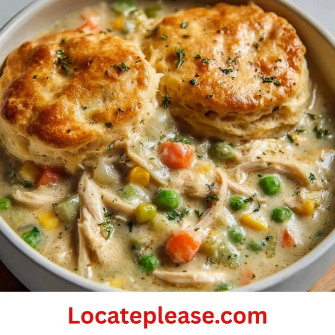 Crockpot biscuits met kip, een heerlijke en gemakkelijke maaltijd uit de slowcooker.