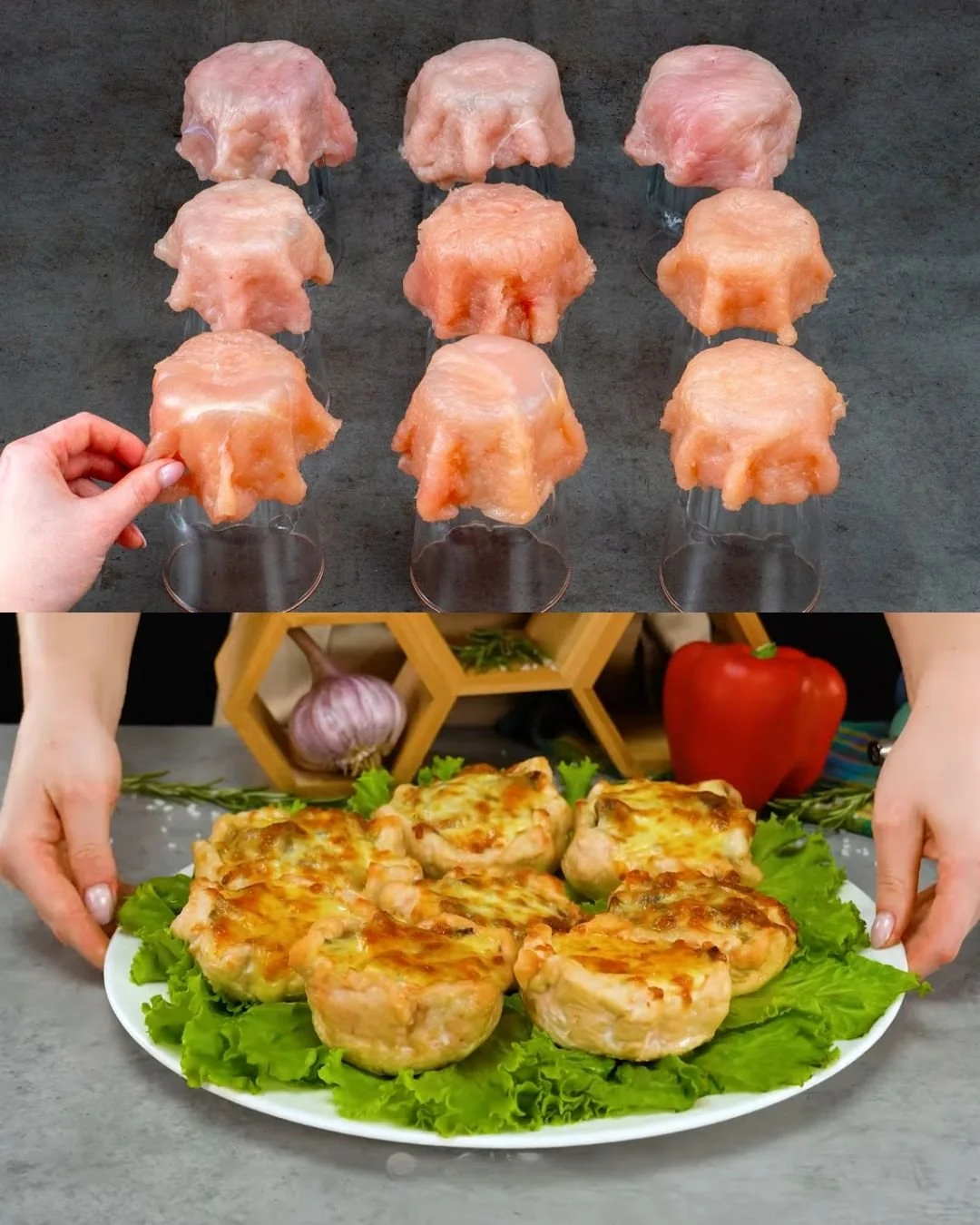 Kip met champignon en kaassaus op een bord