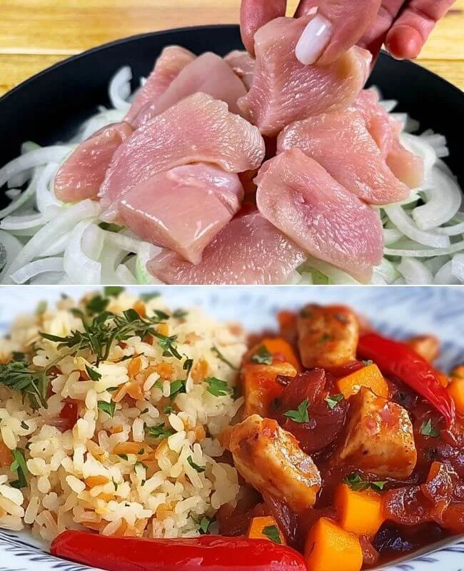 Heerlijk gerecht van Kip met Rijst en Groenten, ideaal voor een gezonde maaltijd.