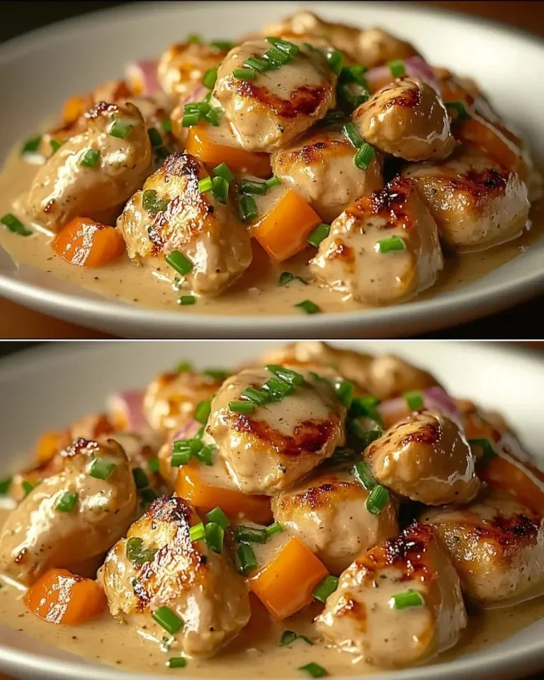 Heerlijk gerecht van kip met romige saus geserveerd met rijst.