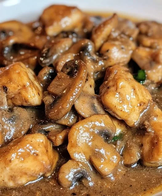 Kip Stroganoff gerecht met romige saus en champignons