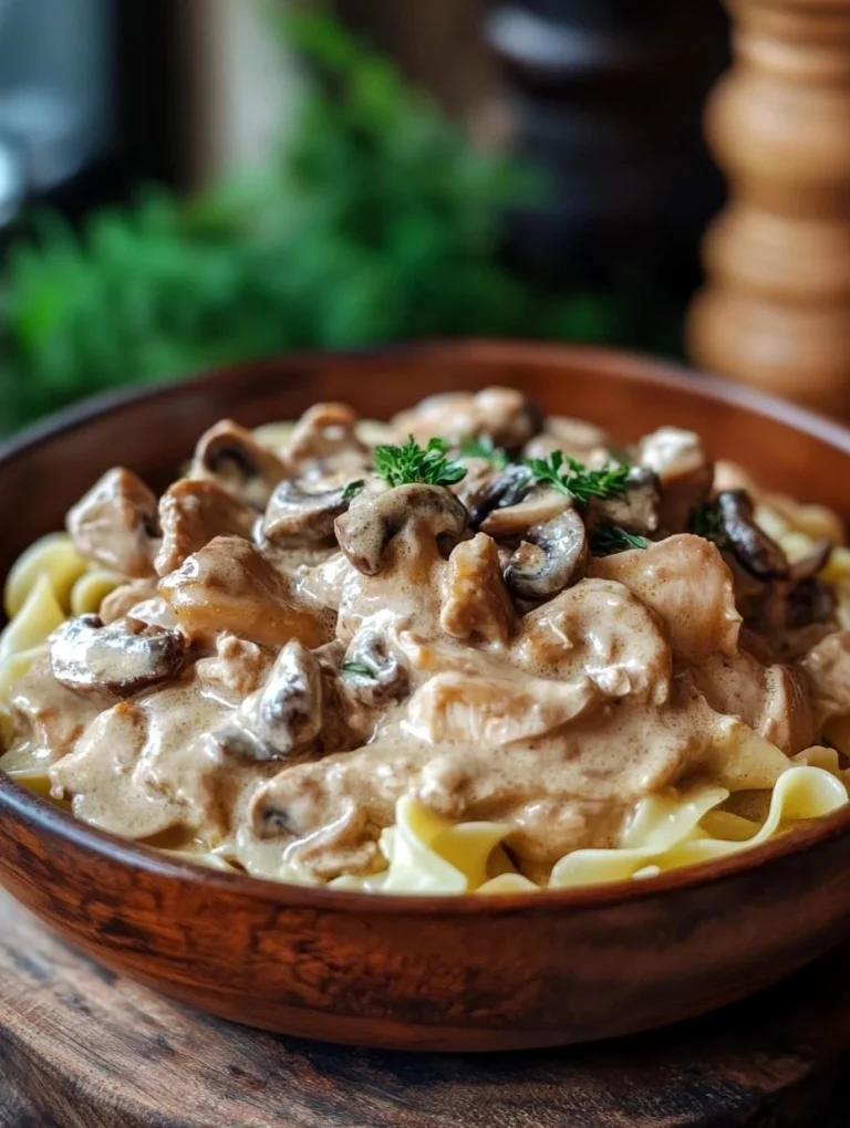 Kip Stroganoff met romige saus en geserveerd met rijst