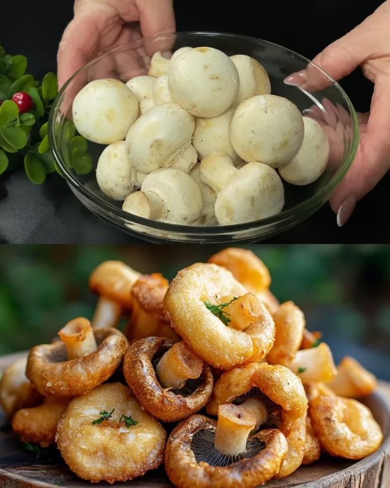 Knapperige gebakken champignons in een pan