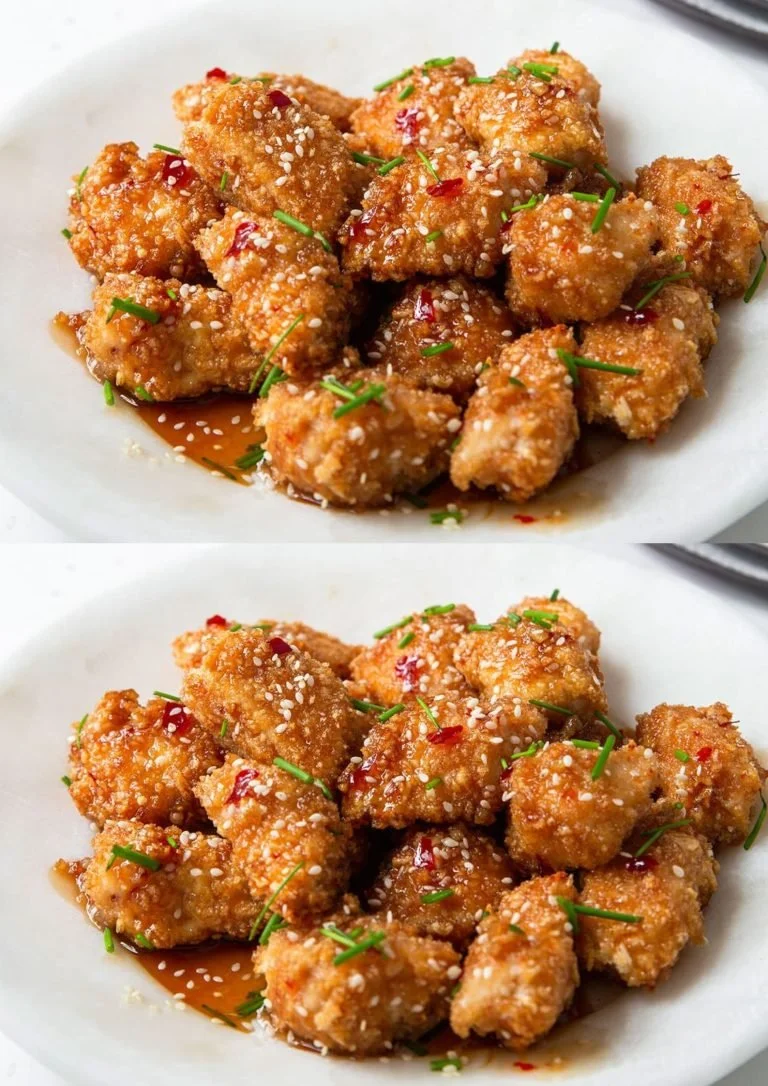Knapperige honing knoflook kip bites, perfect voor een smakelijke snack.