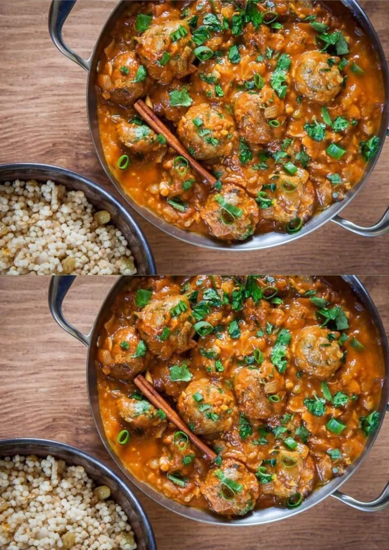 Mediterrane lamsgehaktballen met Tunesische specerijen op een bord