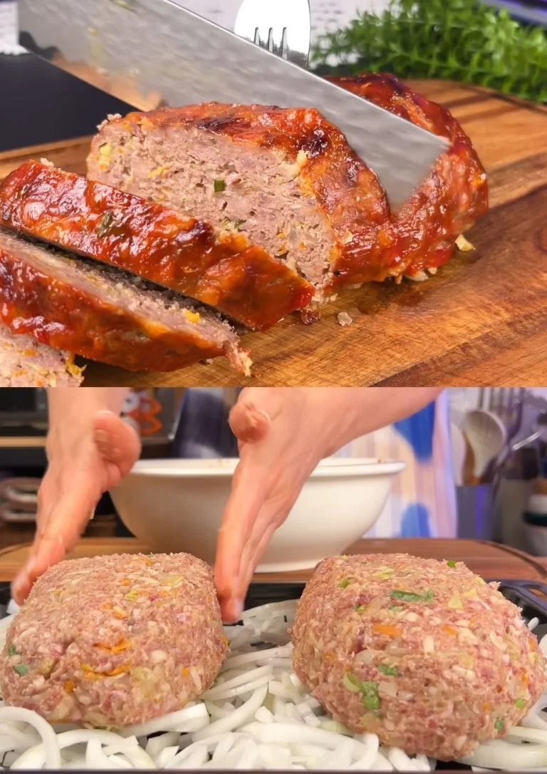 Nederlandse gehaktbrood met aardappelen en champignons voor een heerlijke maaltijd.