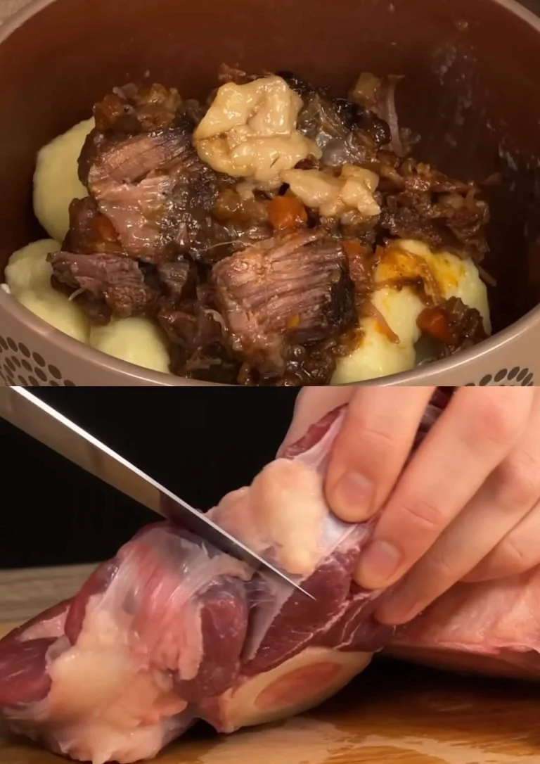 Delicious ossobuco served with crispy potatoes for a traditional Italian meal.