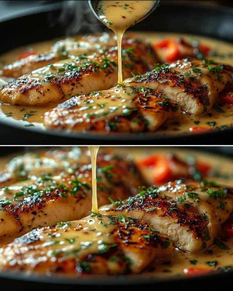 Pittige kippenfilets in romige saus, een smakelijk gerecht