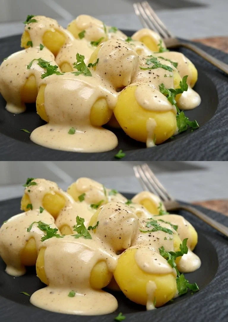 Romige aardappelen met verse peterselie als smakelijk bijgerecht